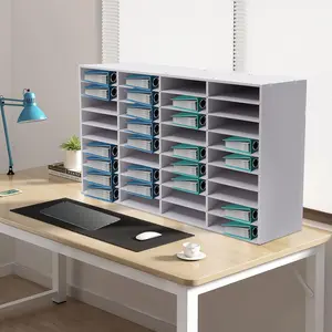 Literature Organizer, Desktop File Sorter Mail Center, Paper Storage Cabinet with 36 Slots Compartments for Home School Office (36 Slots White)