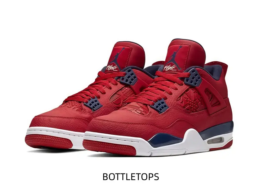Textured fabric mid-top trainers with attractive red, navy and white colorway. This stylish pair easily upgrades your everyday casual street looks.