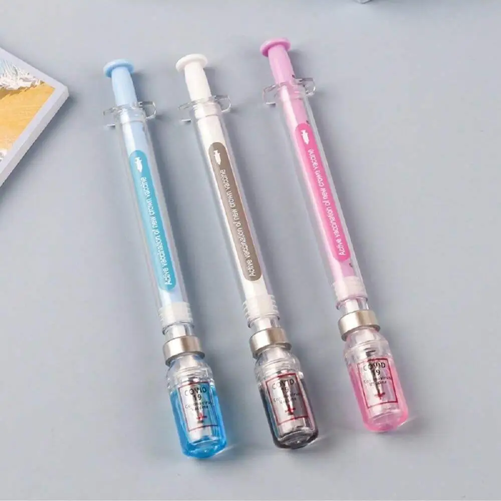Creative Syringe Shaped Gel Pen, 3 Counts Portable 0.5mm Multi-purpose Writing Pen, Modern Funny Writing Pen for Students Office Workers, Writing Mark