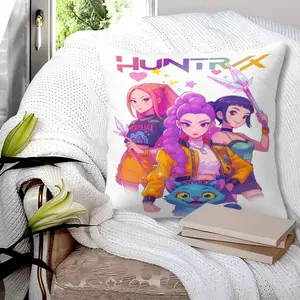 K-pop Anime Idol Throw Pillow with Insert, Magical Fantasy Girl Group & Pet Cushion, Decorative Pillow for K-pop Fans, Fantasy Anime Lovers, Unique Birthday Gift, 18×18 inch Zipper Closure
