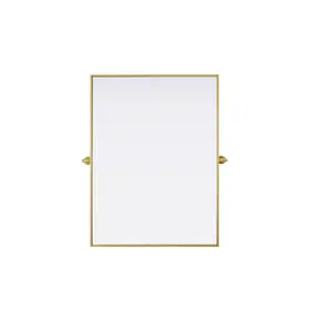 212 MAIN Amoura Rectangular Brass Finish Safety Pivot Mirror (40x30 in.) - Adjustable Pivot Angle, Modern Iron Frame, Metal Construction, Easy Installation, Elegant Baby Room Decor
