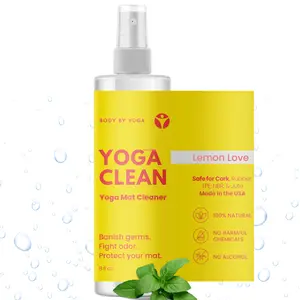 Yoga Clean - Natural Yoga Mat Cleaning Spray and Deodorizer To Fight Odor and Protect Your Mat | Made In The USA | 8 oz Safe For Cork, Rubber, And All Fabric