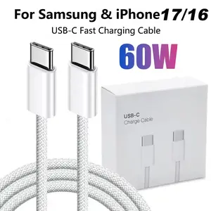 USB C to USB C Cable,USB C Fast Charging Data Sync Cable,Charger Fast Charging Type C to Type C Power Cord Compatible with Apple 17/16/15/15 Pro/15 Plus/15 Pro Max,Galaxy A14 5G A13 A54 A53 S25 S24 S23 S22 Ultra S21 S20,Android Smartphone Cable(With box)