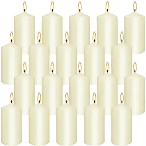 2"x4" High  Pillar Candles, Set of 20 Unscented. Dripless Unscented , Ideal for Halloween, Wedding,  Lanterns, Household, Wedding and  Decor Candlesticks
