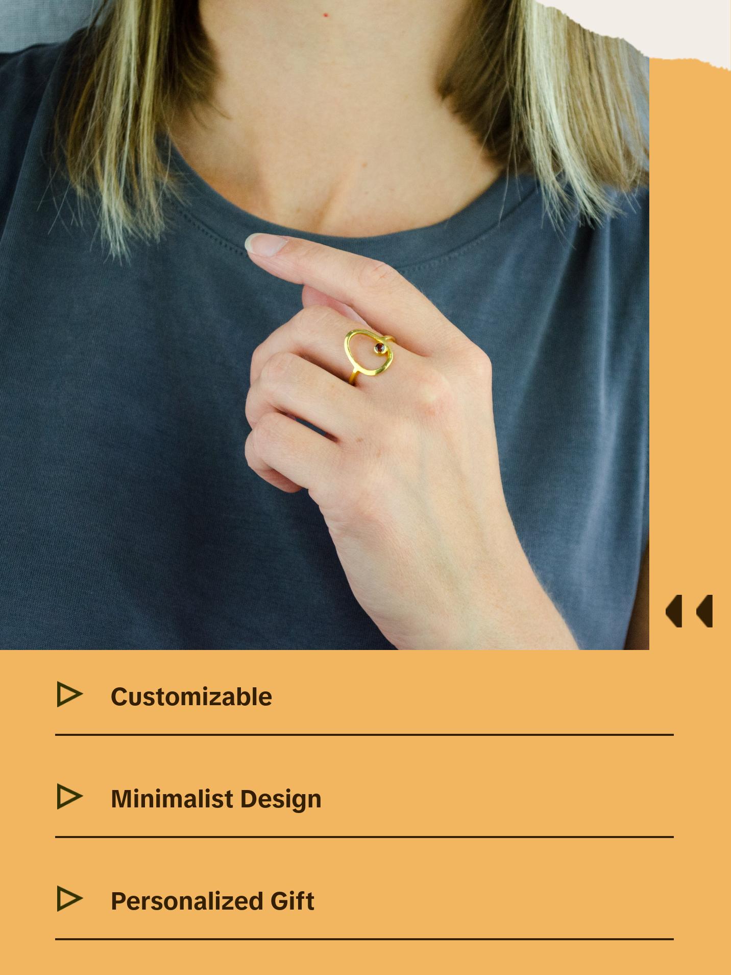 Custom Birthstone Open Oval Ring