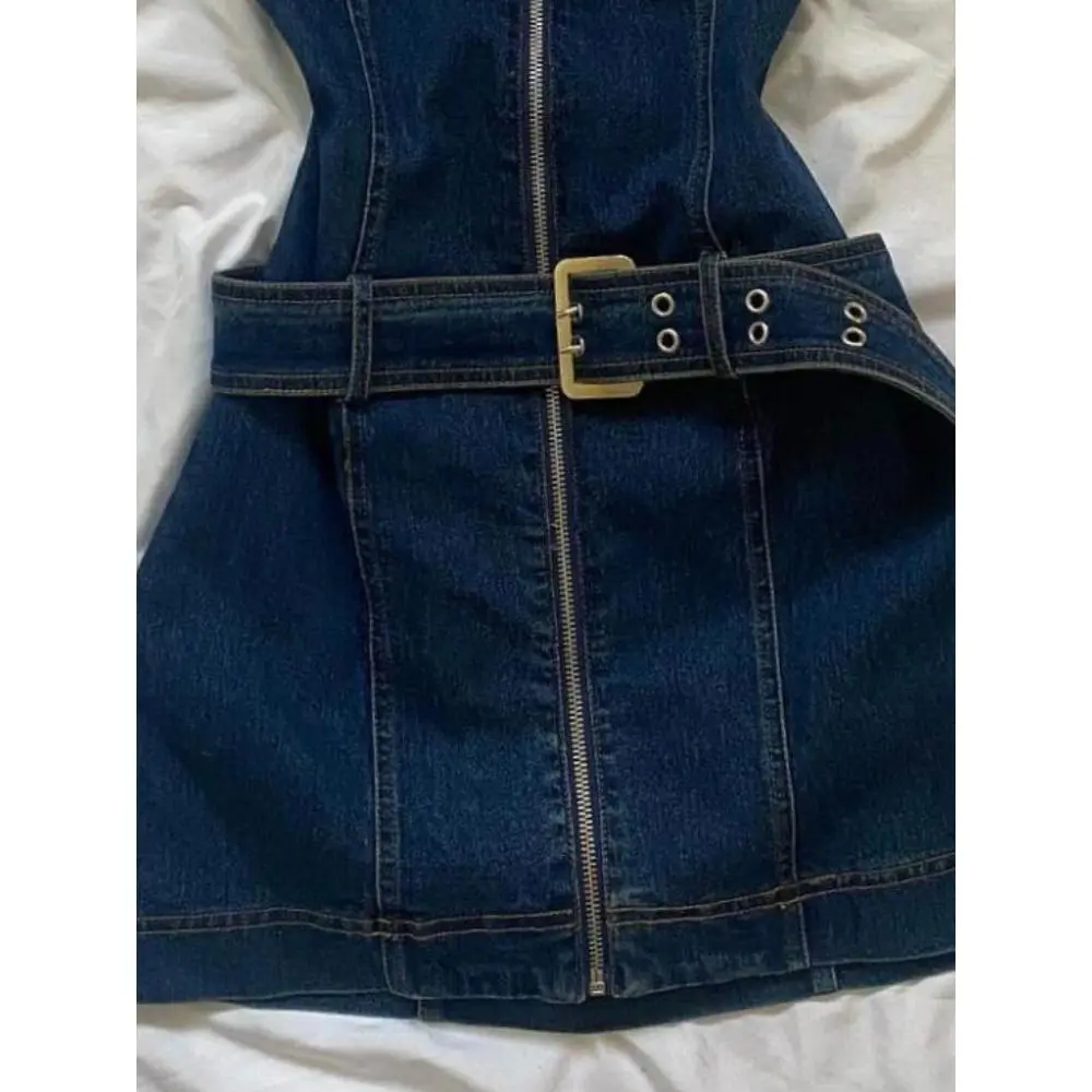 white christmas dresses Vintage Y2K denim dress - western body con - lace front main image 0