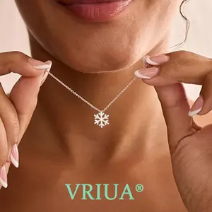 VRIUA Snowflake Necklace for Women  Elegant Gold and Silver Snowflake Pendant Charm Necklace for Girlfriend Wife Winter Minimalist Unique Versatile