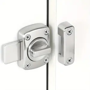 1 Set Home Security Door Lock, Anti-Theft Double-Sided Bolt Latch, Quiet & Smooth Operation, Easy Screw Installation, Suitable for Bedroom and Bathroom Doors, Household Safety Lock (Silver/Black)