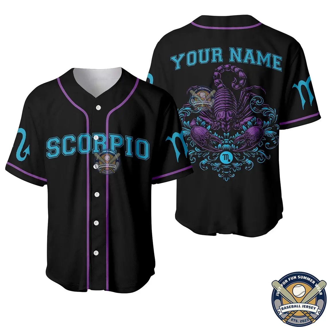 Personalized Zodiac Scorpio Baseball Jersey – Vintage Skeleton