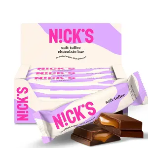 Toffee Chocolate Bar with Caramel Without Added Sugar,110 Calories, 3.5 Net Carbs, Gluten Free, Low Carb Candy (15x28g)