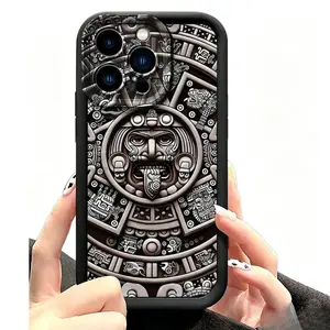 Aztec Calendar Pattern Phone Case, TPU Decorative Phone Protector Cover, Phone Accessories for iPhone17 Pro Max 17 Air  16 15 14 13 12 11, for Samsung Series