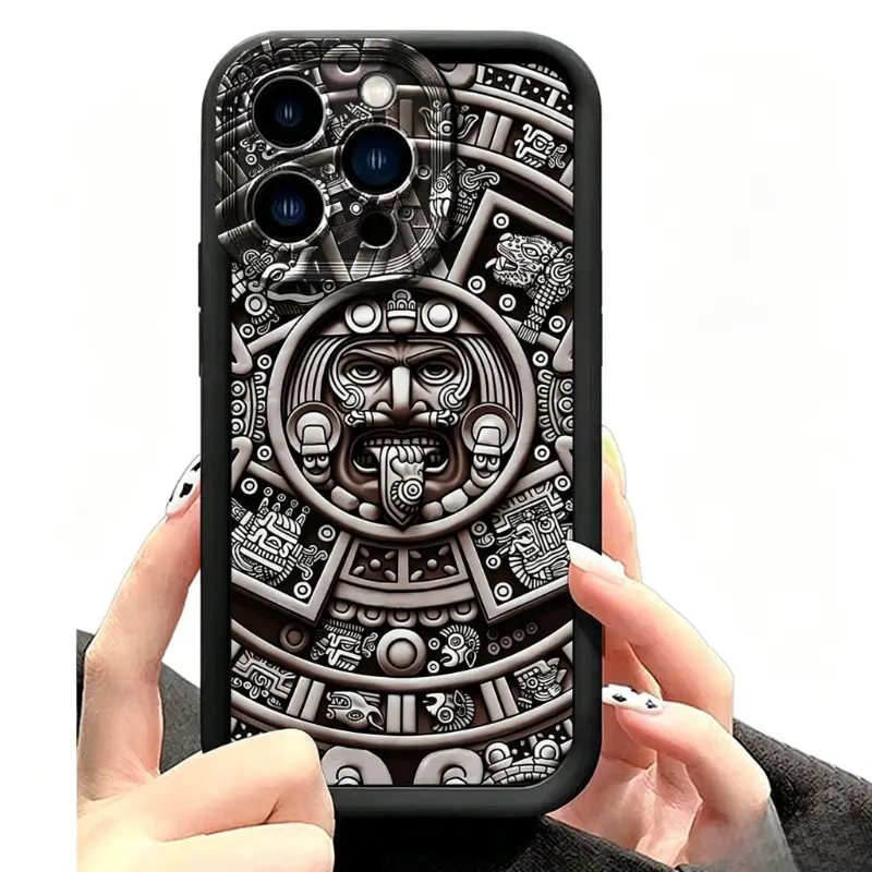 Aztec Calendar Pattern Phone Case, TPU Decorative Phone Protector Cover, Phone Accessories for Phone17 Pro Max 17 Air  16 15 14 13 12 11, for  Series