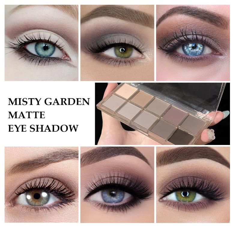evpct  Colors Matte Nude Eye Shadow Palette Makeup for Older Women, Nude Brown Pink Cocoa Taupe Mauve Neutral Matte Cream Smokey Mini Eyeshadow Palette for Blue Green Eyes, Contour Makeup Palettes 4