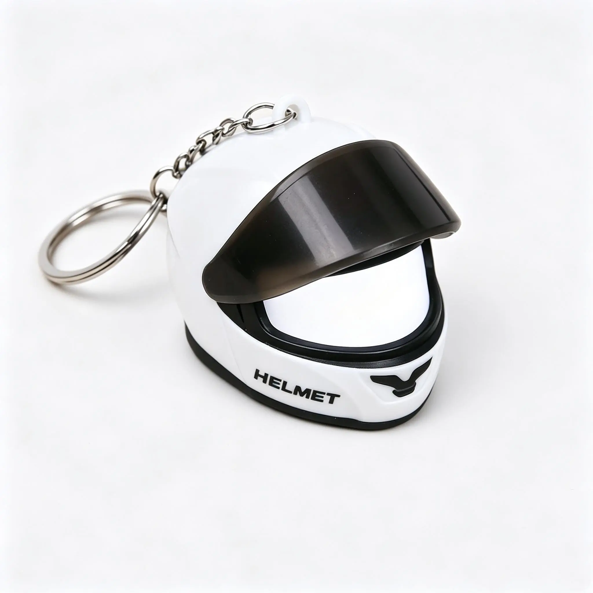 LED Light Glow Mini Racing Helmet Bag Charm - 3D Plastic Pendant with Metal Chain, Cute Luggage & Backpack Accessory for Bikers (All Seasons)