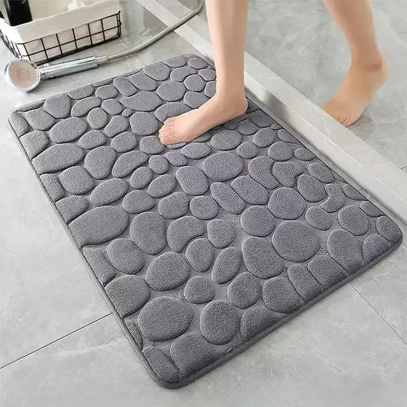 Non-slip Bathroom Rug, 1 Count Household Cobblestone Pattern Decorative Pad, Non-slip Foot Mat for Indoor Living Room Bedroom Bathroom Kitchen