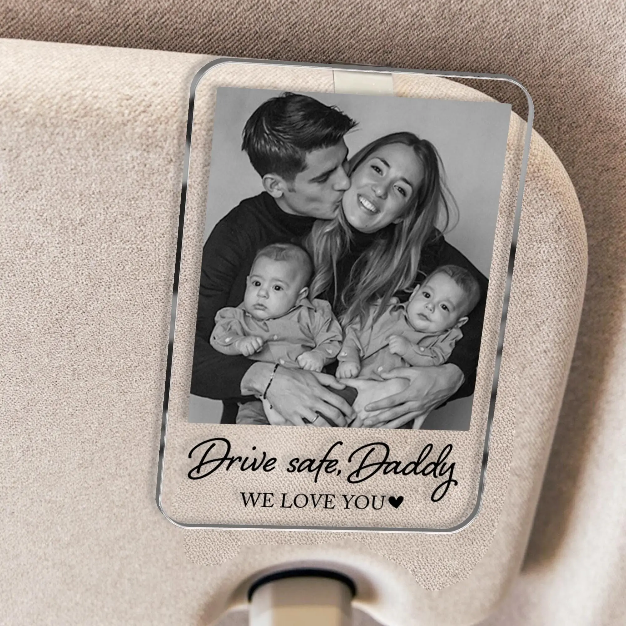 Custom Fathers Day Gift For Dad Photo Car Visor Clip, Drive Safe Daddy Gift, Husband Gift Drive Safe Sun Visor Clip, Acrylic Car Accessories