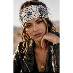 RAVEbandz The PRO - BLINGBANDZ- Wide Stretch Headband (White Bandana)