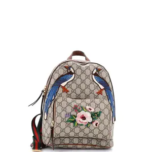 Pre-owned GUCCI Canvas Coated Backpacks Zip Pocket Backpack Embroidered GG Coated Canvas Small by Rebag