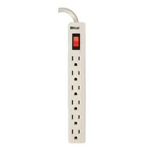 212 MAIN 2 ft. Compact Tech Accessories Power Strip with Cord - White, 6 Outlets, Safety Covers, UL Listed for Indoor Sports & Outdoor Climbing Leisure Use
