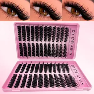 416pcs Cluster Fake Eyelashes Set, Eyelash Extension, 80D Mixed Synthetic Short Fur Mink Lashes, 0.07mm Curl, 9-16mm Length, Reusable Home Use, DIY Cluster Lashes, Fluffy Lash Clusters, Makeup Eyelashes Extension, Black