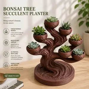 Bonsai Succulent Planter | 3D Printed Multi Plant Holder | Unique Indoor Plant Decor