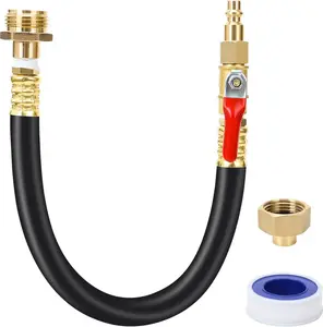 STYDDI Winterize Blowout Adapter Hose with Shut Off Valve, 12" Winterize Sprinkler System Adaptor Hose Fitting for RV, Boat, Water Pipes, Irrigation System