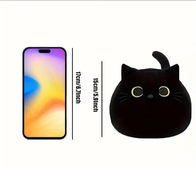 Black Cat Pillow Plush Doll Soft 100% Polyester High-Quality Plush Material Realistic Features Lifelike Size Perfect for Naps & Movie Nights