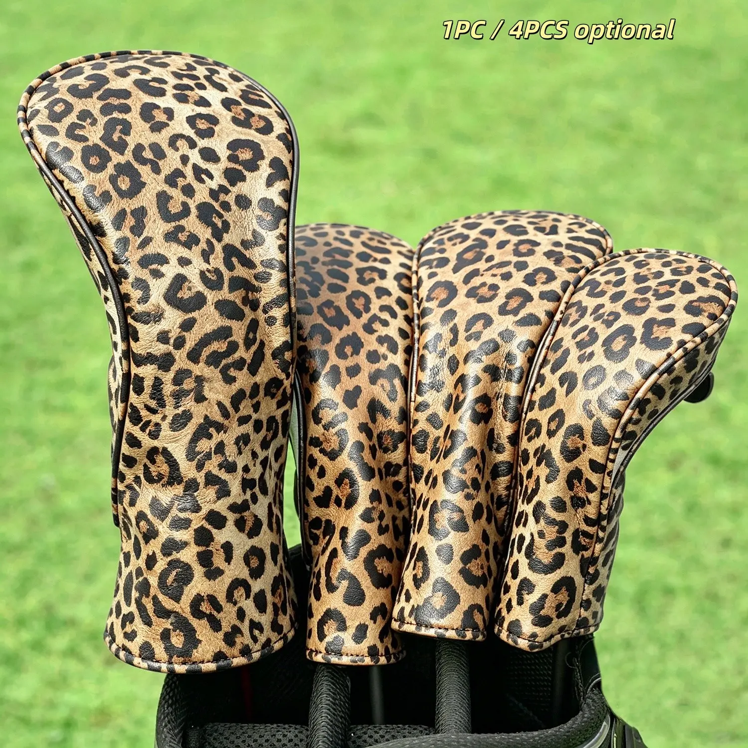 Leopard Print Golf Head Covers, Fits Driver, Fairway Wood, Hybrid Clubs, Universal Design for Men & Women, Durable & Stylish, Golf Accessories