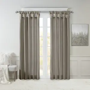 1pc Twist Tab Lined Window Curtain Panel