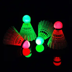 E-Jet LED Badminton Shuttlecocks, 4 Pack Lighting Birdies, Durable Nylon High-Speed Glow in The Dark Birdie Balls - Plastic Light Up Birdies Set for Outdoor Indoor Sports Activities, game night