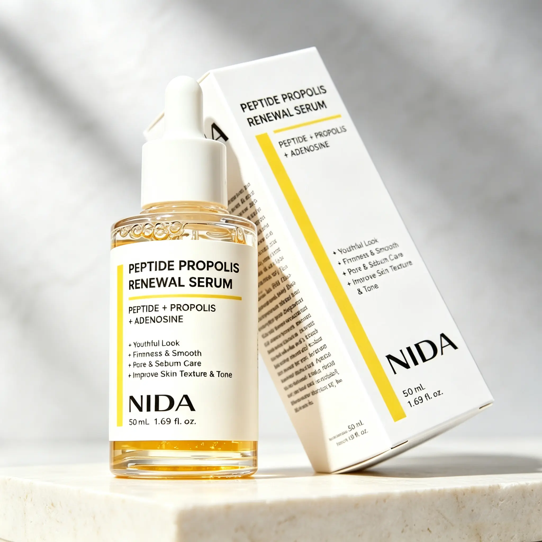 NIDA Peptide Propolis Renewal Facial Serum, Anti-Aging Essence Targeting Wrinkles & Fine Lines, Daily Hydrating Serum for Radiant Youthful Skin