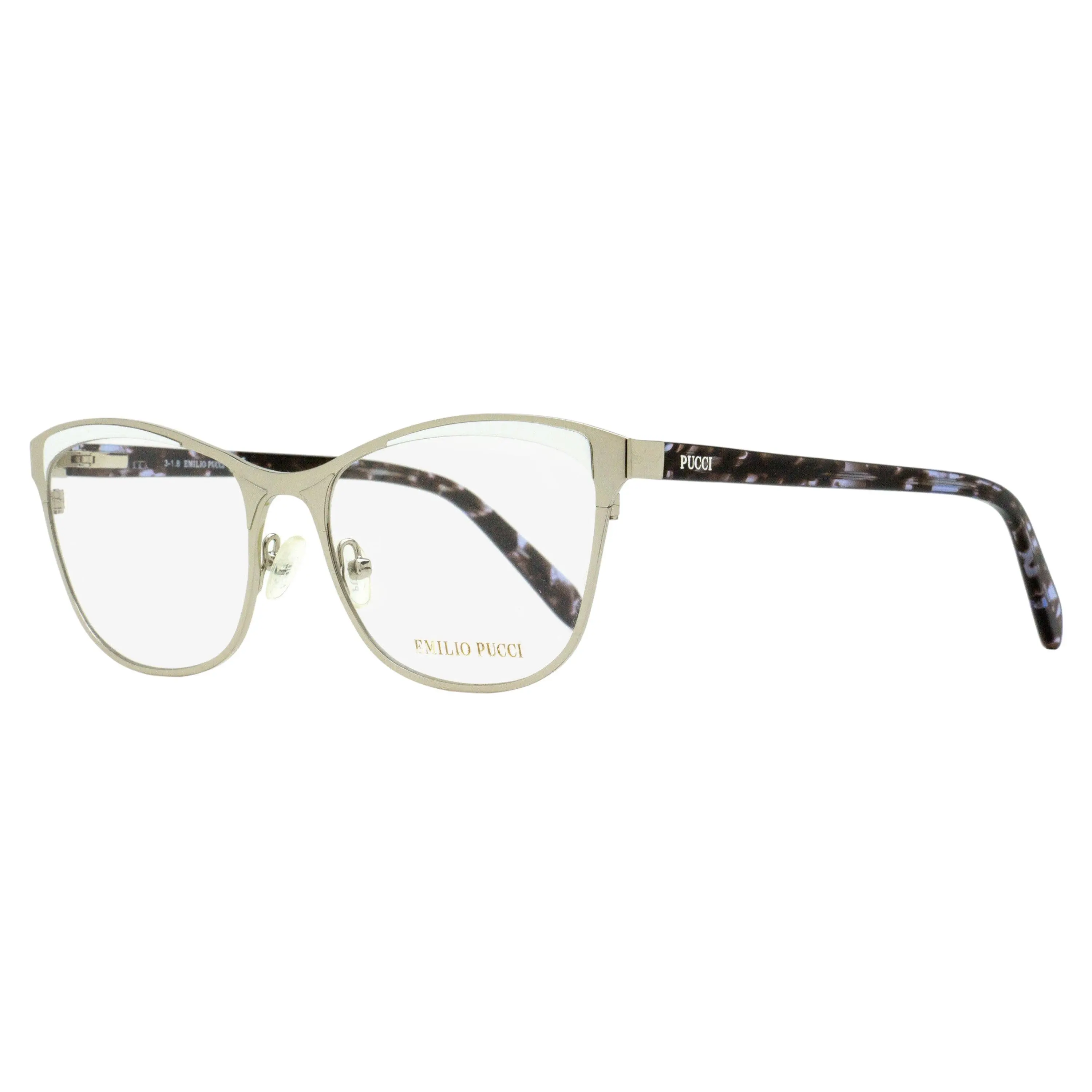 Pucci Sculpted Butterfly Eyeglasses EP5084 016 Palladium/Blue Havana 53mm