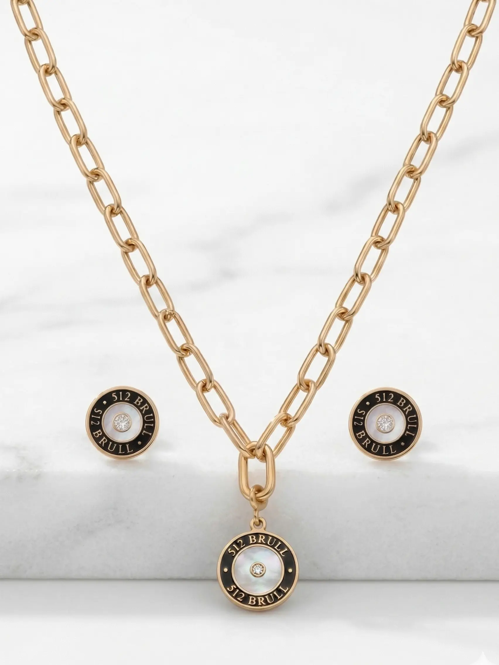 Madre Perla Set, Earrings and Necklace
