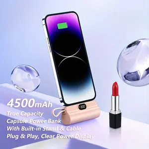 Portable Mini Compact Emergency Capsule Charger, 4500mAh power bank, LCD Display Power Bank for iPhone & Android System Phones & Tablets, compatible for iPhone17 16 15 14 13 12 Pro Max Plus, Chargeable