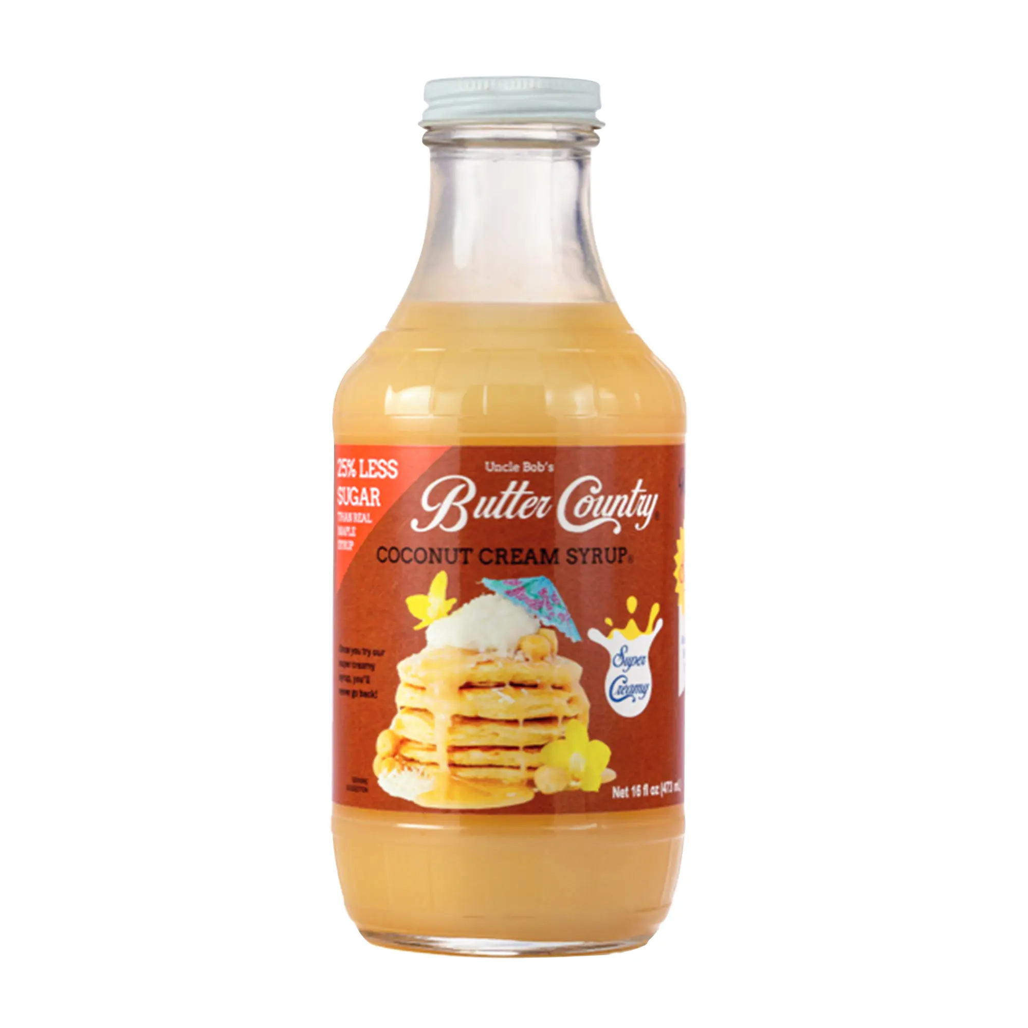 Coconut Cream Syrup for Pancakes and Waffles, Less Sugar, No Corn Syrup, Gluten Free, Made without Artificial Flavors Beverage Fruit