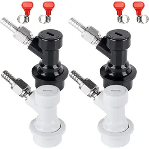 Quick Ball Lock Keg Disconnect MFL Flared 5/16" Gas 1/4" Liquid Barbed Stainless Swivel Nuts Fittings with Clamps for Corny Keg Homebrew