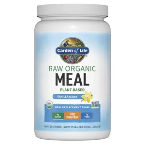 Life Meal Replacement Shakes, Raw Organic, Vanilla Protein Powder with Plant Based Pea Protein, Sprouts, Greens, Probiotics, Dairy Free 28 Servings