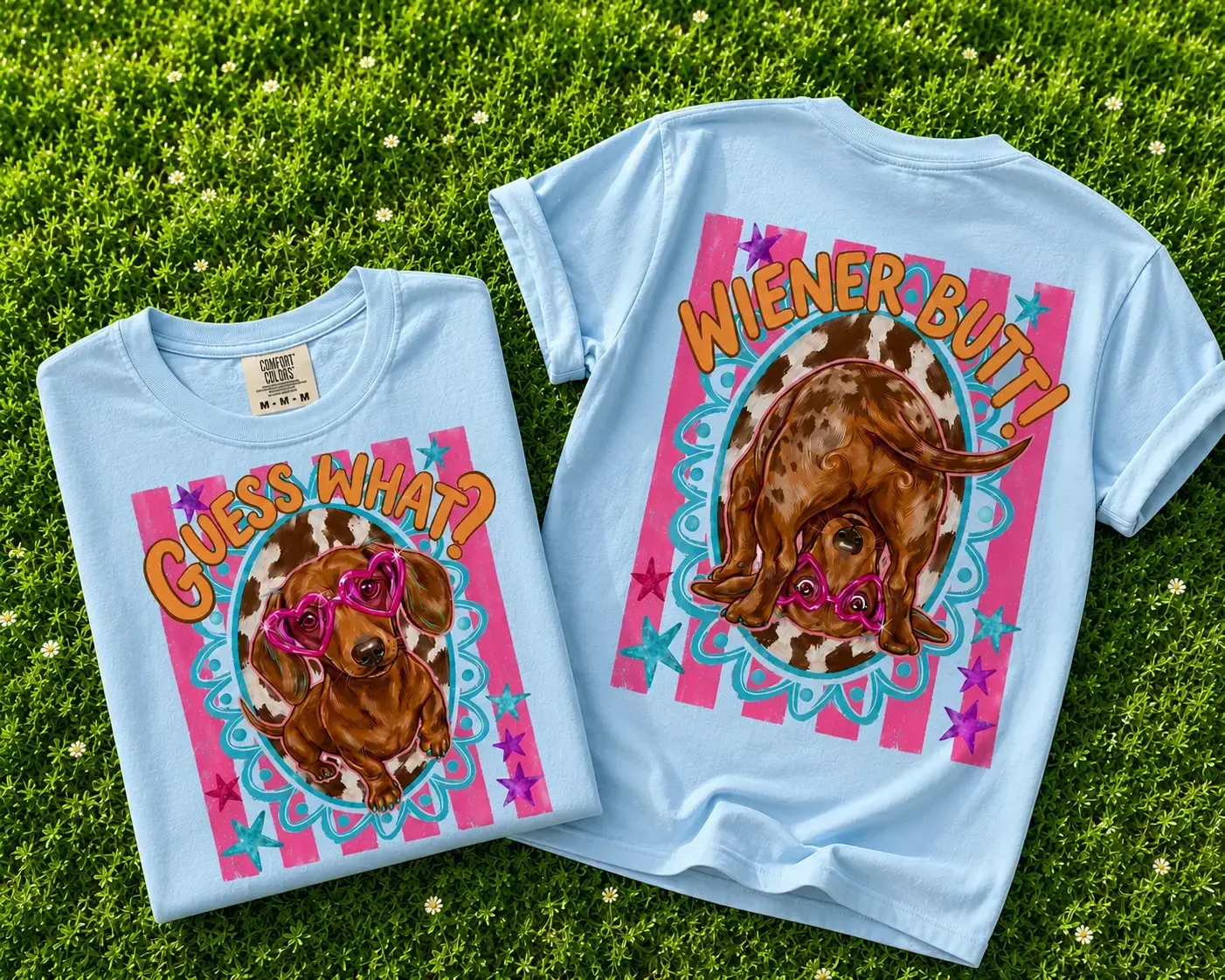 Guess What Wiener Butt Comfort Colors Shirt, Preppy Funny Dachshund Tee, Sarcastic Dog Mom Graphic Shirt