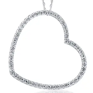 1ct Real Diamond Large Heart Shape Pendant White Gold