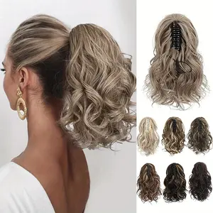 Women's Fashion Ponytail Hairpiece  Clip-on Claw Clip Wavy Curly Natural Fluffy Pony Extension