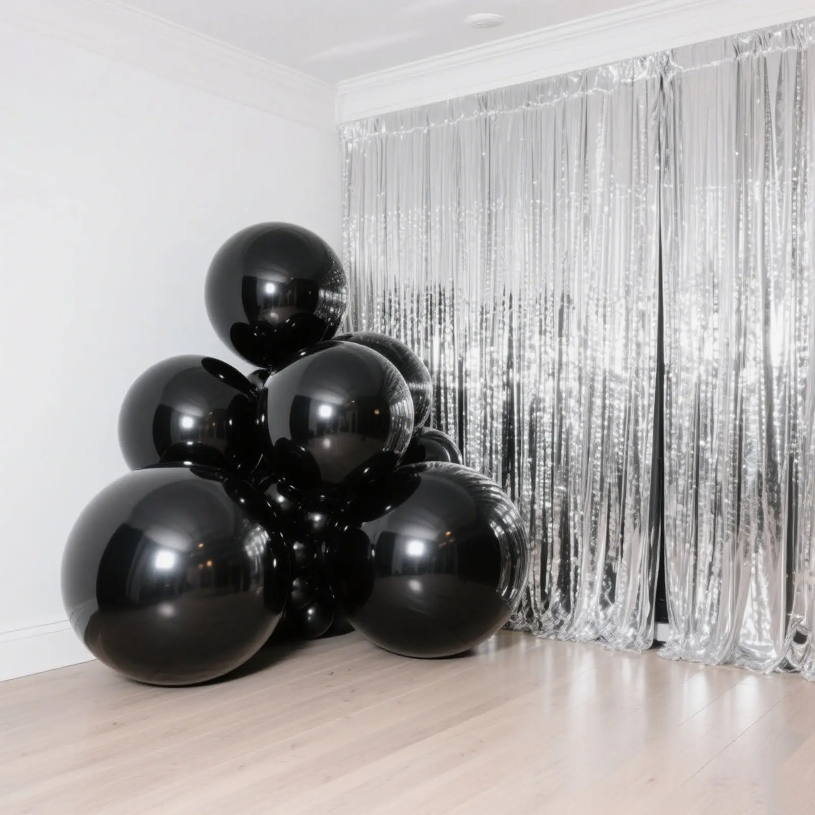 4-Pack Metallic Black Orbz Mylar Foil Balloons, 39" Large Round Sphere Helium/Air-Filled Birthday Decor for Balloon Party Supplies, Festive Home Accents, Birthday Balloons