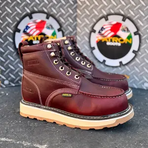714 Wine Steel Toe Work Boots Bota De Trabajo Para Caballero Hecho En Mexico