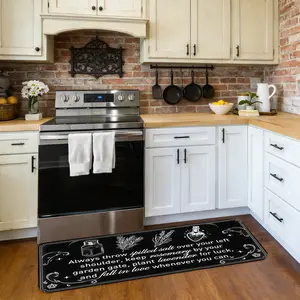 A Witch-Themed Kitchen Rug Made of High-Quality Flannel. This Rug Is Perfect for Gothic Home Decor in Kitchens And Dining Areas, for Halloween Non-slip Waterproof Kitchen Floor Mat