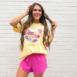Patchwork Floral Hen, Boutique Farmhouse, Coquette Country Girl, Trendy Farm T-shirt