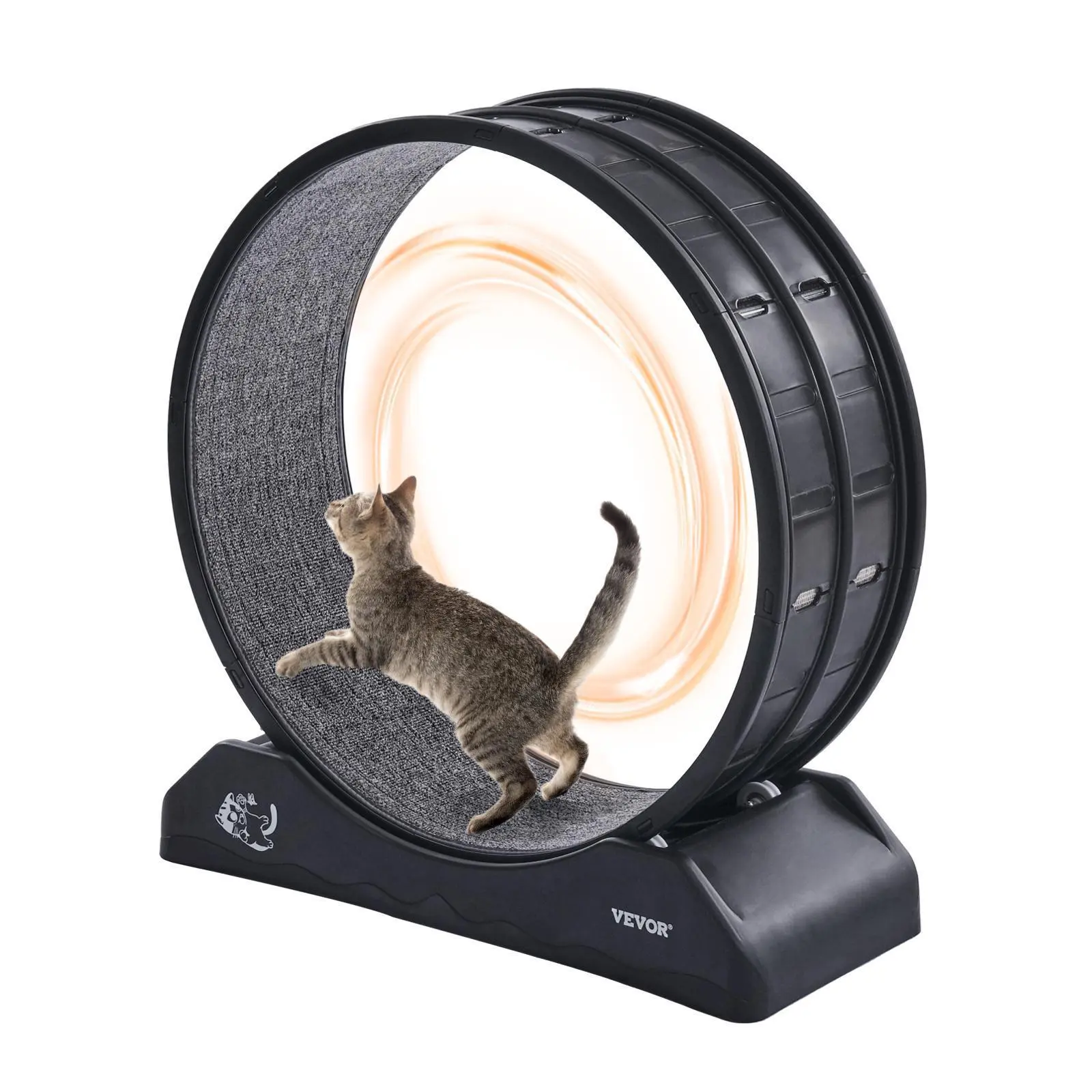 【SummerFinds】VEVOR Cat Exercise Wheel,  31.5 in, Large Cat Running Wheel with Secure Brake & Carpeted Runway, Quiet Operation Cat Treadmill, Indoor Cats Exerciser Wheel for Pets Weight Loss & Health Black