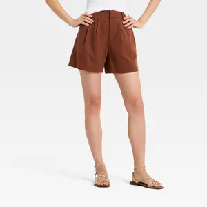 Women's Linen Pleated Shorts - A New Day