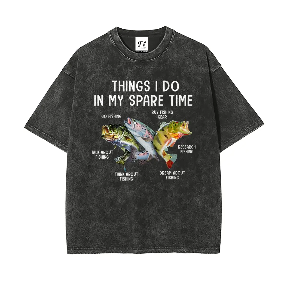 Fishing Things I Do In My Spare Time Shirt Oversize Unisex Washed T-Shirt for Women and Men's Unisex Fit Batik Cotton Oversize Streetwear Menswear  Super Soft Pre-Shrunk