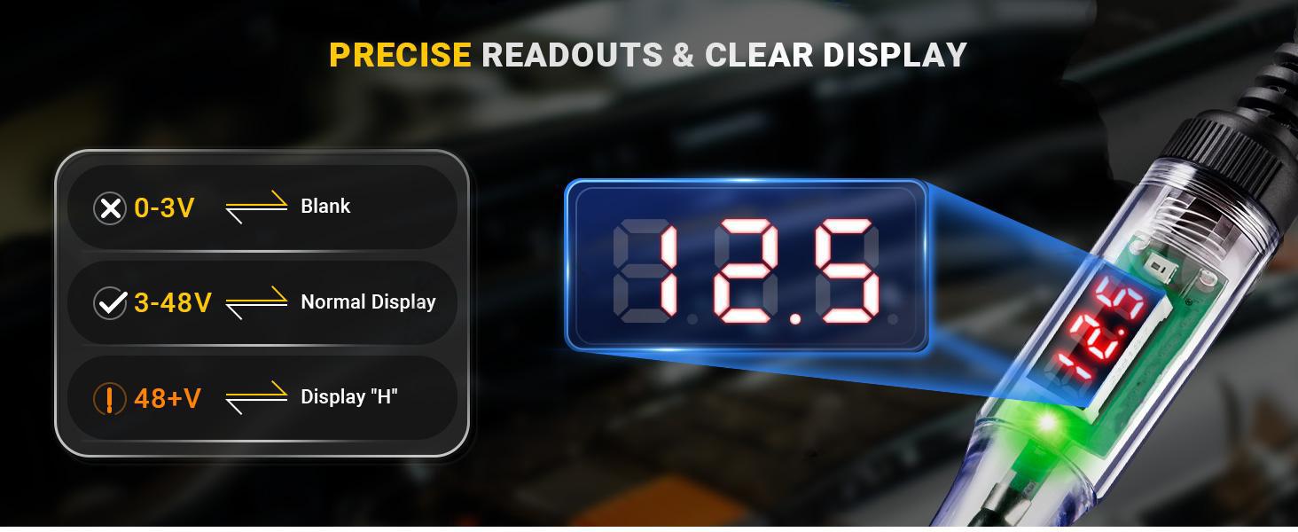 Automotive Test Light with 3-48V LED Digital Voltage Display, Auto Circuit Tester with Voltmeter & Dual Color Polarity Indicate, Electric Test Pen w/Stainless Probe for Car/Truck/SUV Checker fathersdaygift