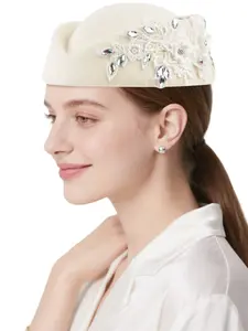 Women's Felt Beret Hat - Classic Pillbox & Teardrop Fascinator Base for Church, Weddings, Stewardess