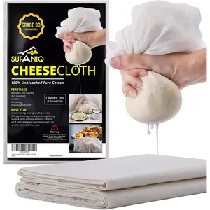 Sufaniq Cheese Cloths, Grade 90 (9 Sq Feet) 100% Pure Cotton Reusable Cheesecloth, Unbleached Ultra Fine Fabric, Cheesecloth for Straining, Premium Butter Muslin Cloth for Straining - 1 Sq Yard Sufaniq